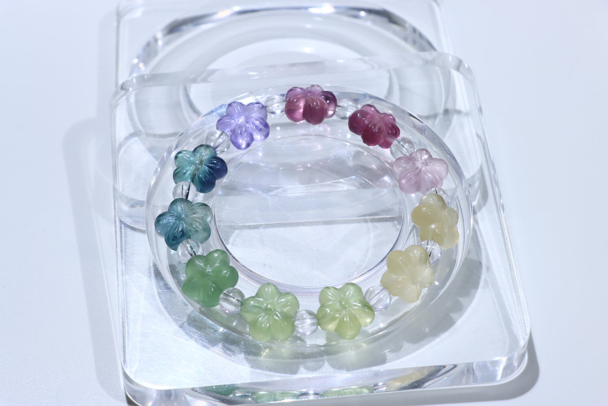 Fluorite Flower  Crystal Bracelet