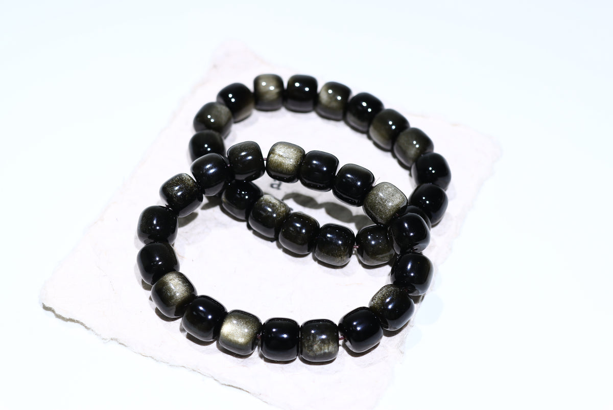 Silver Obsidian Crystal Bracelet